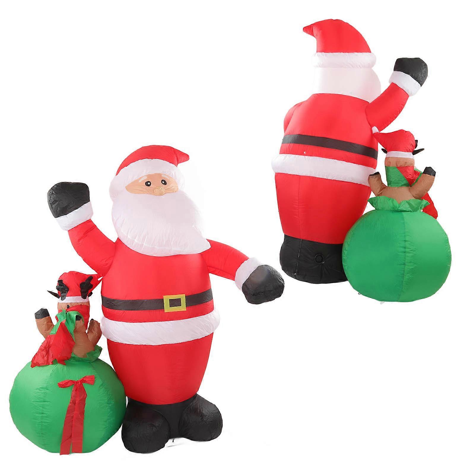 Inflatable Santa Elk Built in LED Weatherproof Fade Resistant Inflatable Christmas Decoration for Lawn Yard 100‑240V US Plug 