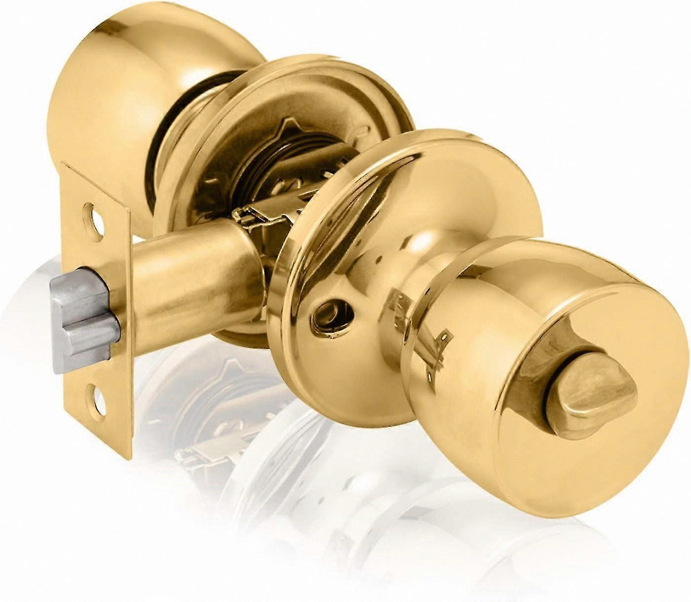 Tulip Design Privacy Door Knob Set, Polished Brass Finish with Turn Lock for Interior Rooms