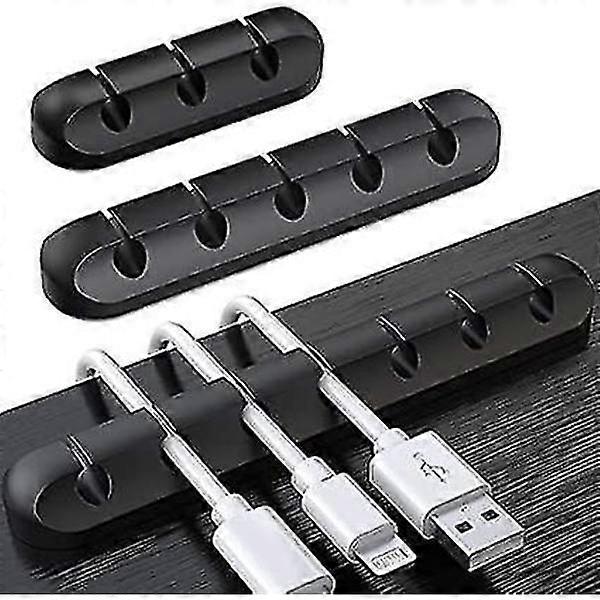 Cable Holder Clip Black 3-Pack Silicone Wire Organizer