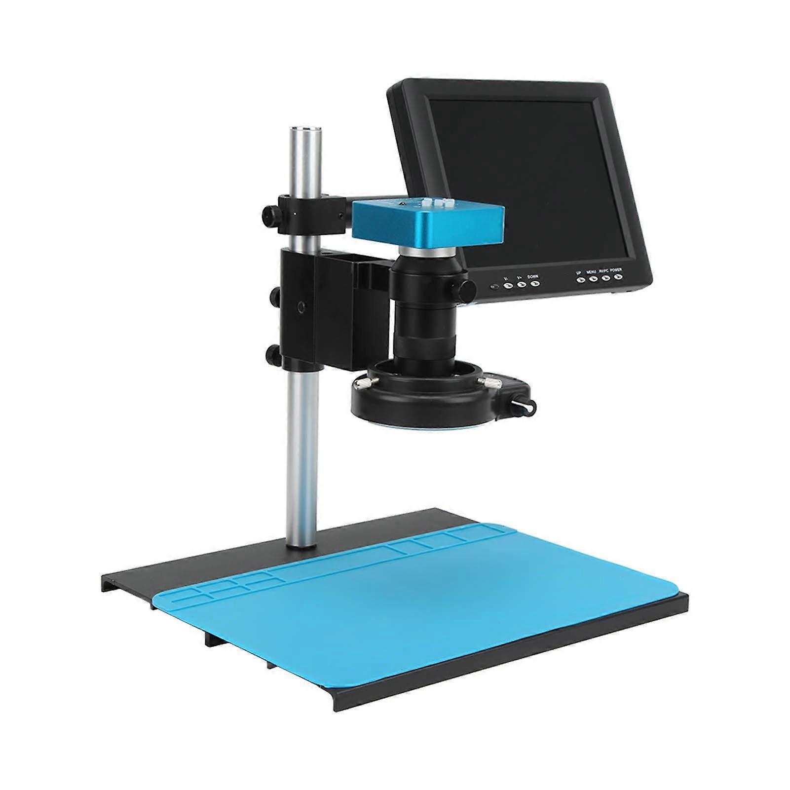 34MP Industry Microscope Camera Kit USB Output 1080P 60F/S 130X C Mount Lens 144LED Light 8in Screen AC100‑240VEU Plug 