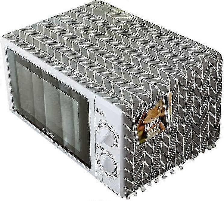Multipurpose Gray Pattern Microwave Dustproof Refrigerator Washing Machine Top Universal Sunshade Cover with Storage Space