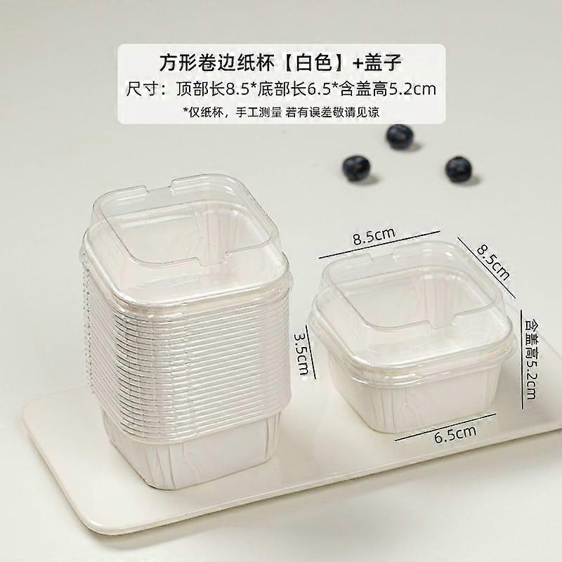 100PCS Cupcake Liners with Lids - Square Cupcake Muffin Liners Wrappers Disposable Muffin Baking Cups Mini Cake Pans Containers Holder Carriers for Ch