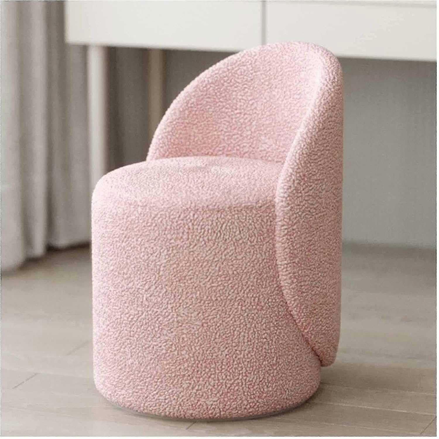 Faux Lamb Velvet Padded Dining Chair Living Room And Bedroom Seating Backrest For Dressing Table Plush Makeup Chair