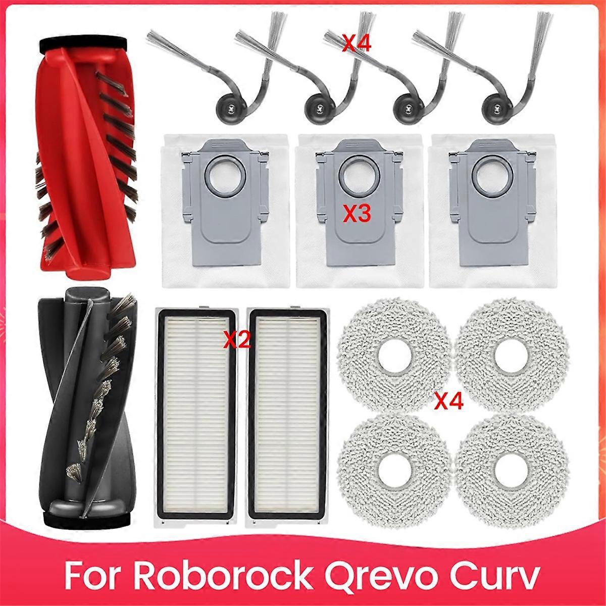 Replacement Parts for Qrevo Curv Robot Vacuum Cleaner Main Side Brush HEPA Filters Mop Pads Dust Bags