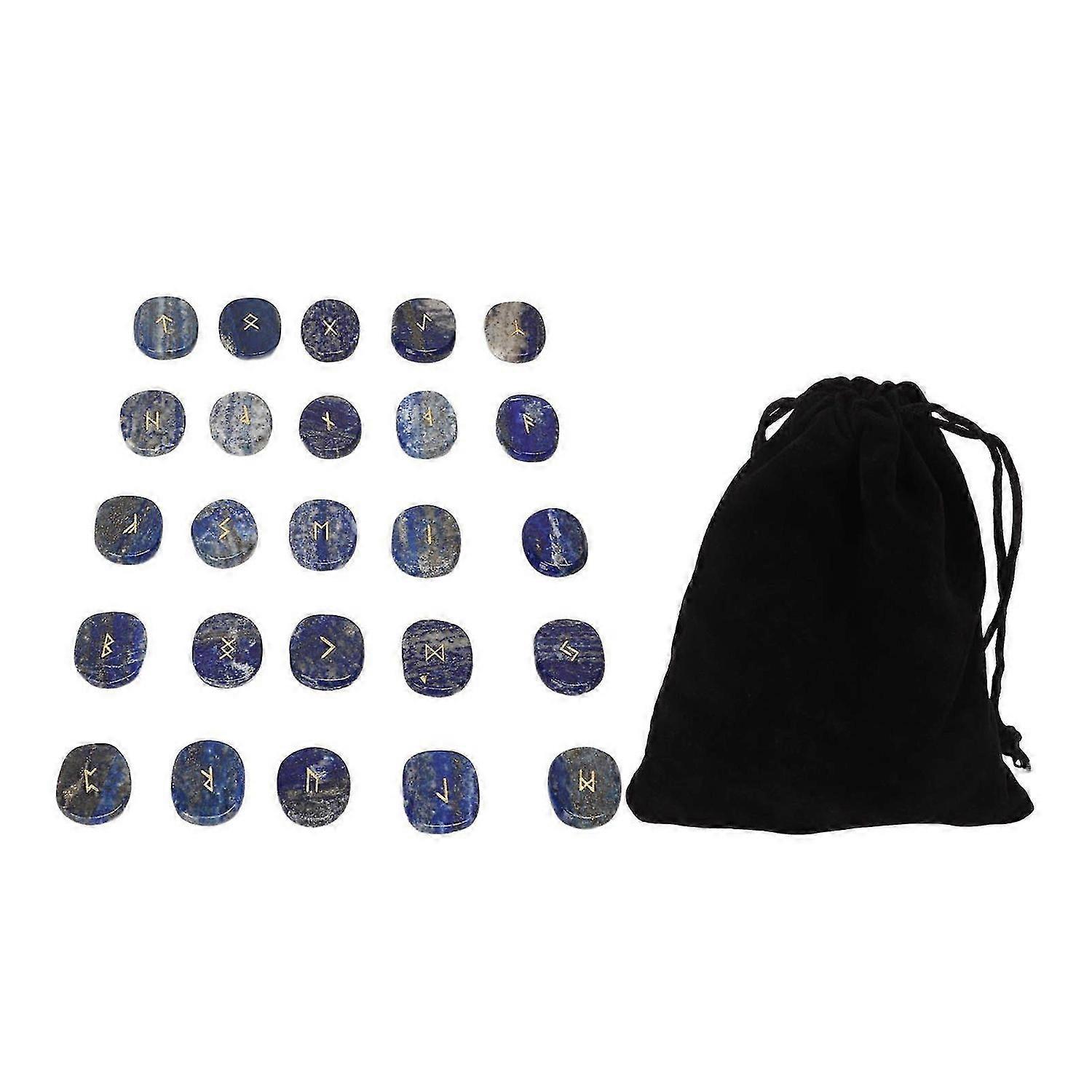 2025 Latest Model 25 Pcs Natural Rune Stones Set Exquisite Runes Carving