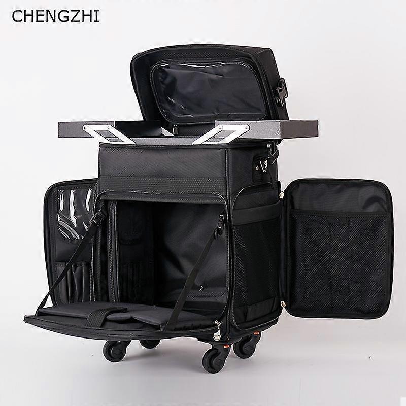 קעקוע רב תכליתי מארז קוסמטי מתגלגל מטען ספינר נשים מקצועי ציפורניים איפור