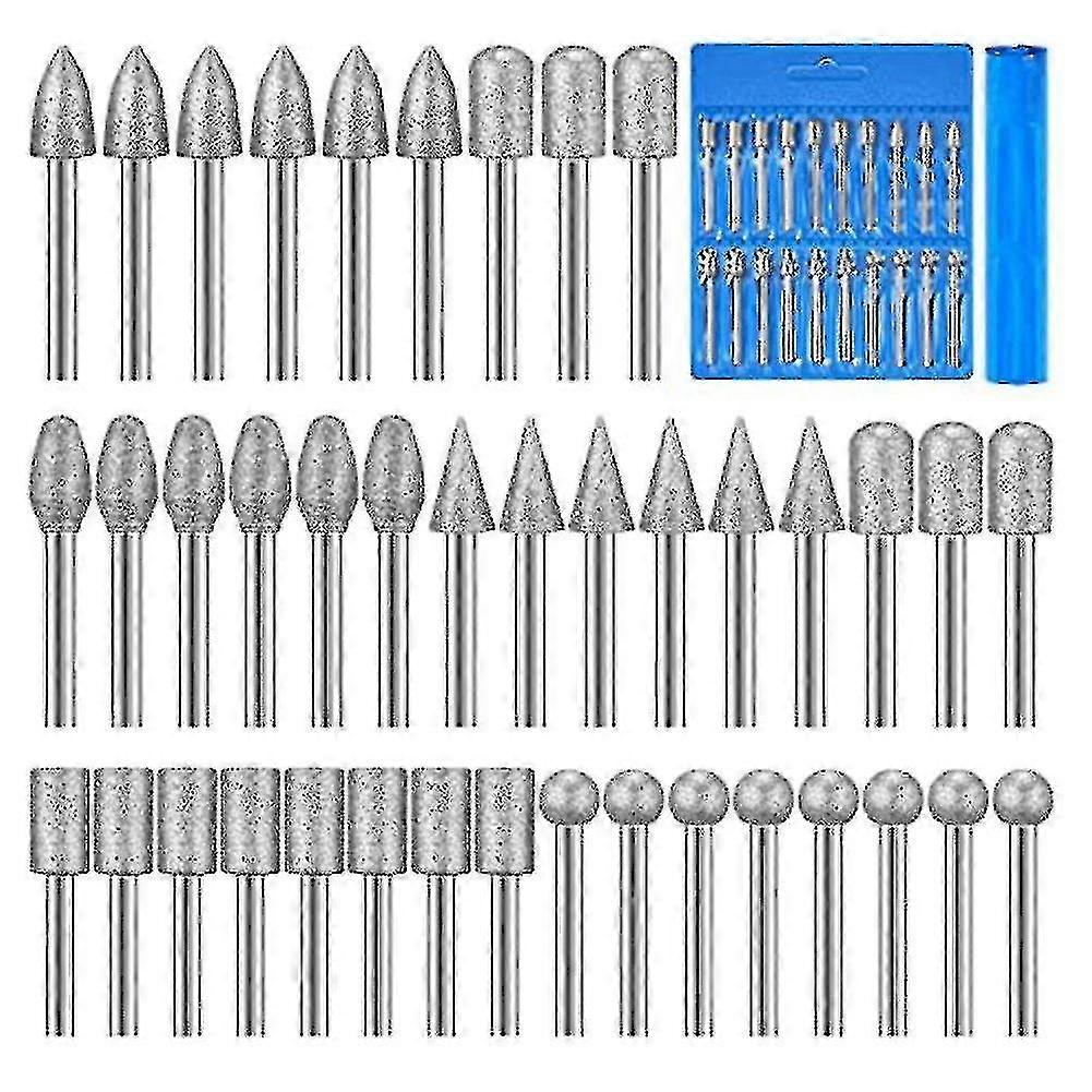 2025 40 Pieces Diamond Burr Bits Stone Carving Set For Dremel Rotary Tool