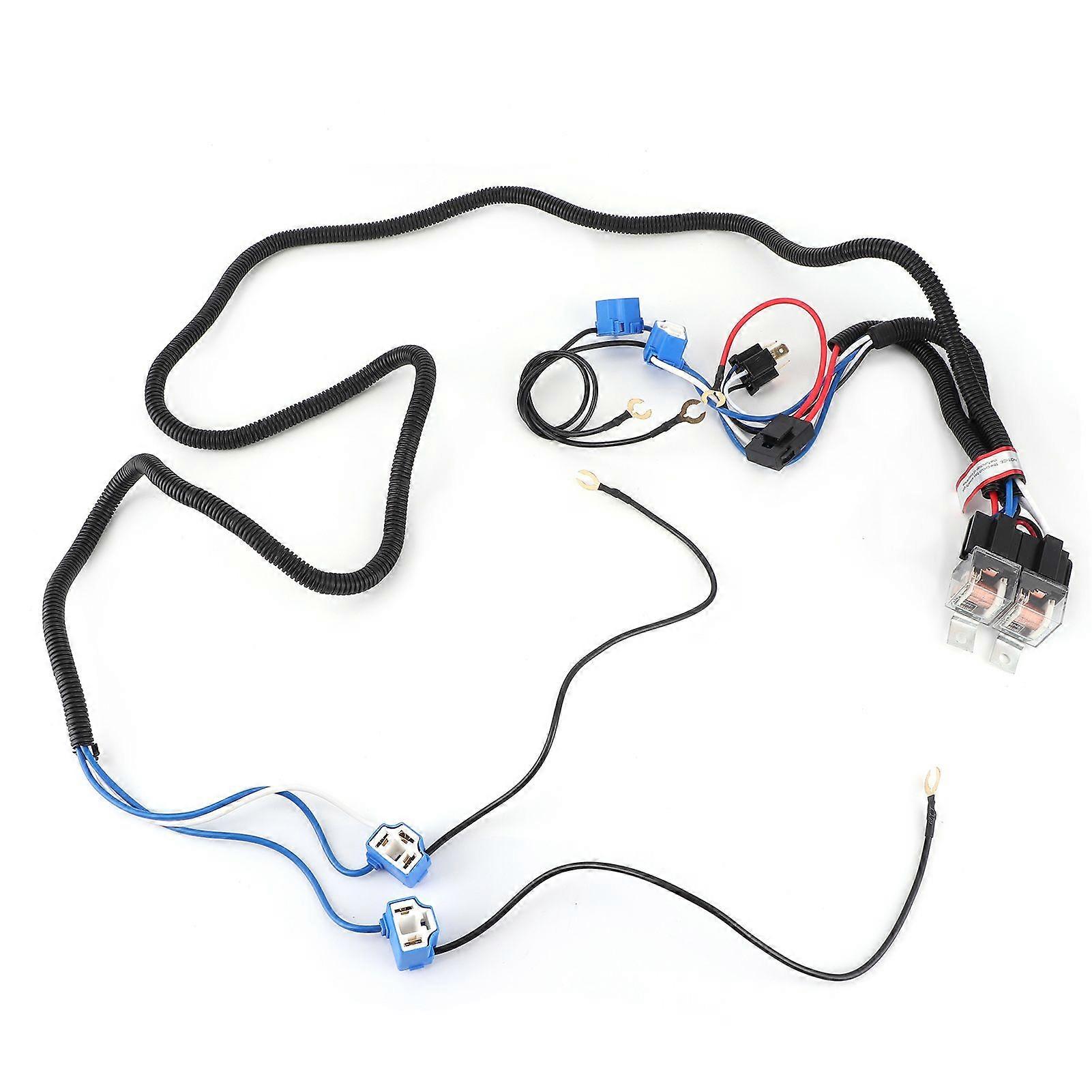 H4 Headlight Relay Wiring Harness 4 Lights Increase Brightness Accessory for Car12V 50w 40A