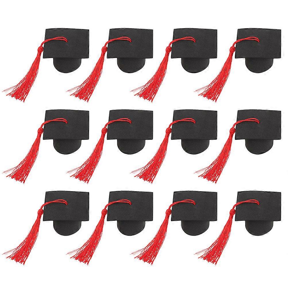 Graduation Cake Decor Mini Graduation Caps for Party 48Pcs Red