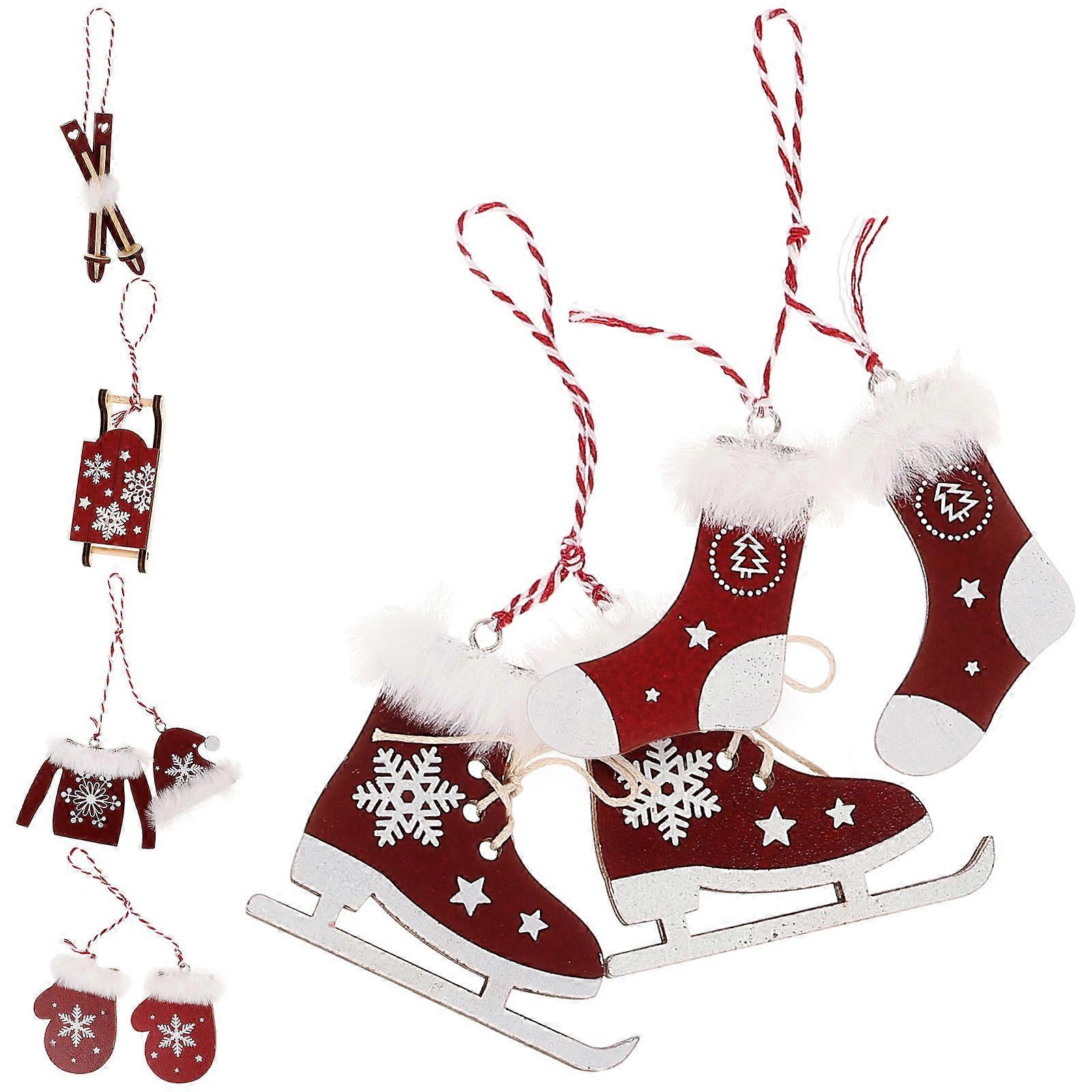 Dark Red Christmas Tree Hanging Ornaments for Party 24Pcs Collection