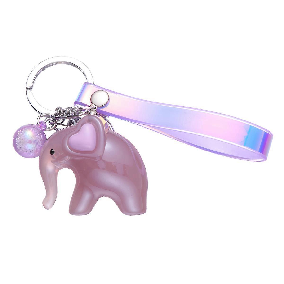 Key Holder for Decoration Acrylic Cartoon Elephant Violet Charming Keyring