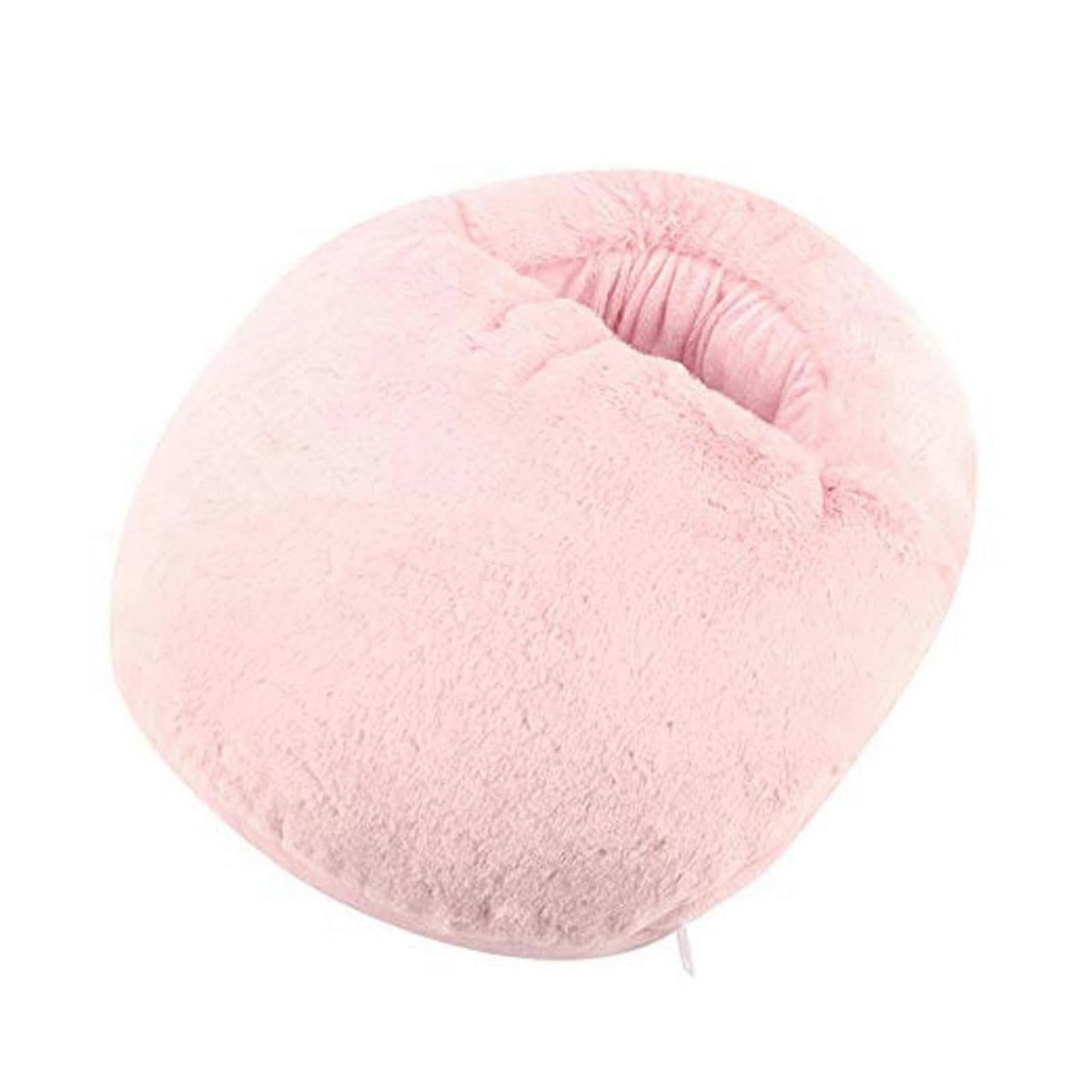 USB Heated Slippers Pink, USB Rechargeable Thermal Heating Pad, Washable Soft Fuzzy Plush, Relieves Muscle Tension