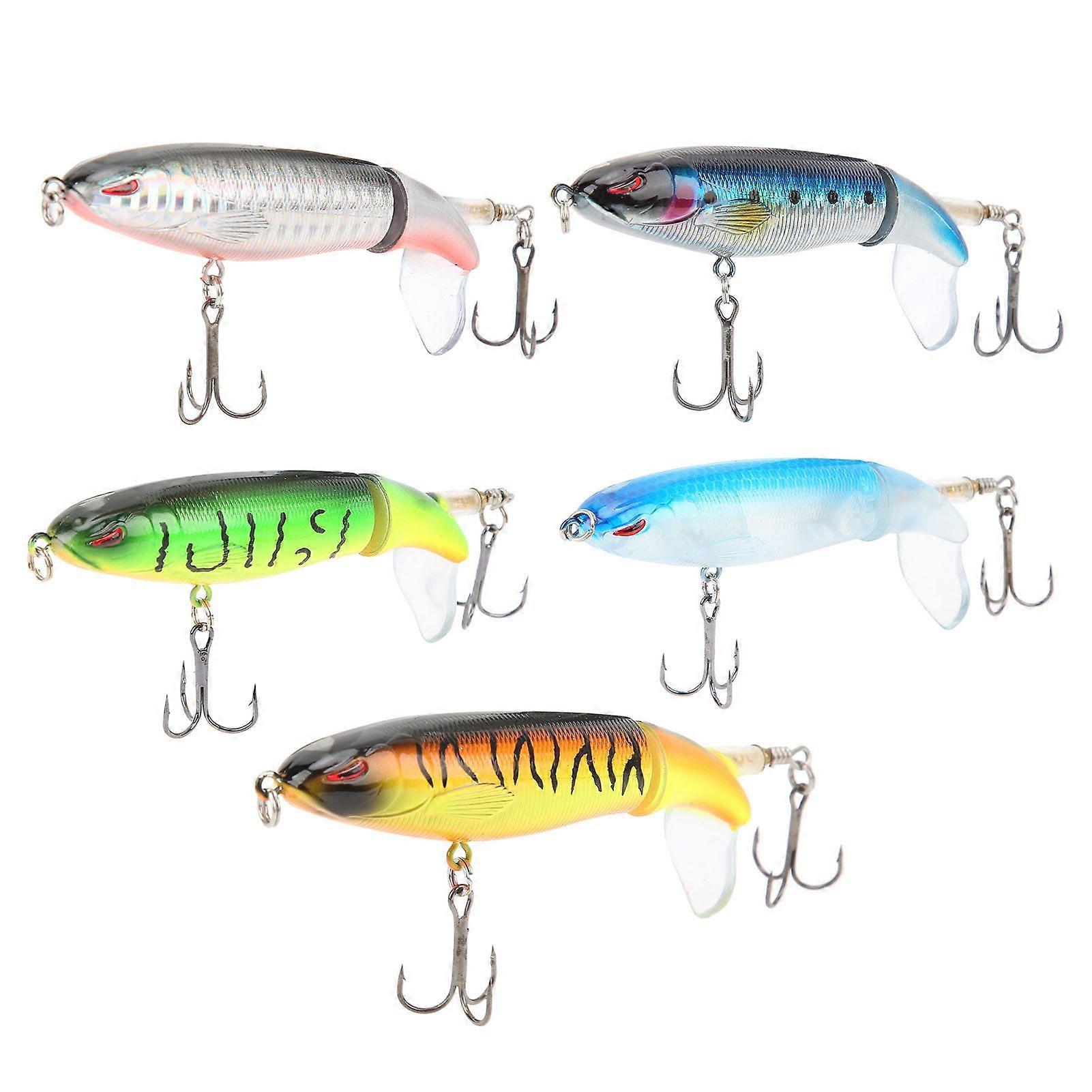 5Pcs Propeller Water Surface Tractor Hard Bait Floating Pencil Plastic Simulation Fake Bait 9cm/13g
