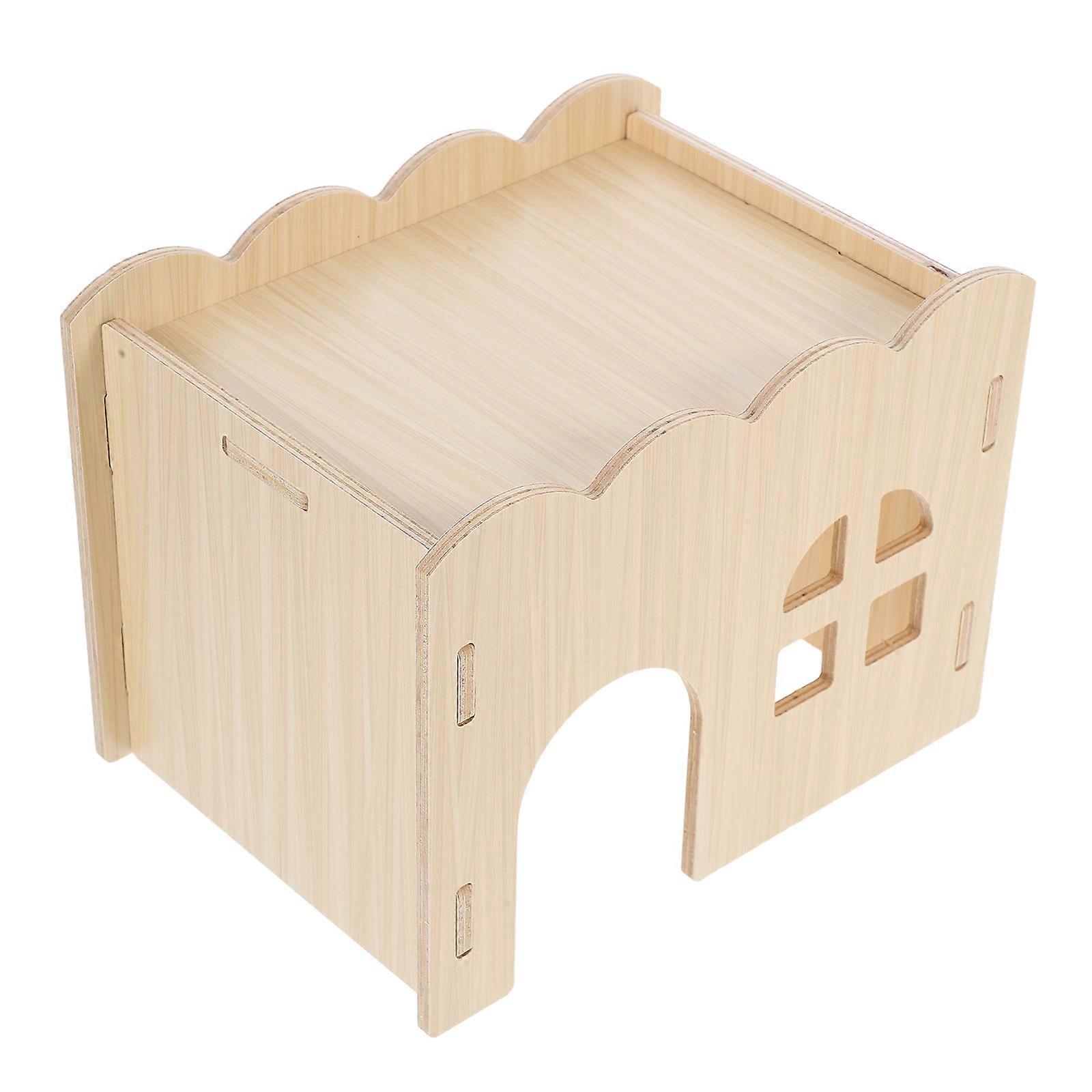 Beige Hamster Houses and Hideouts Wooden Rat House for Secure Rest