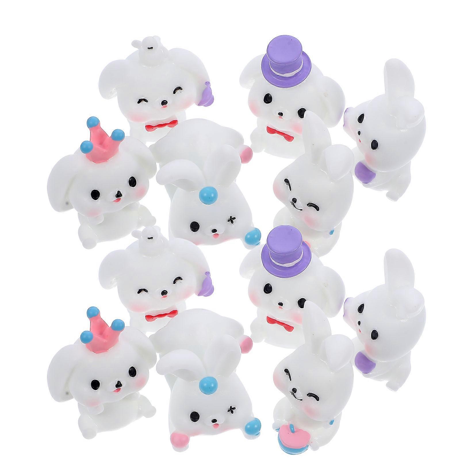 Bunny Miniature Resin Rabbit Models for DIY 12Pcs Desktop Ornament