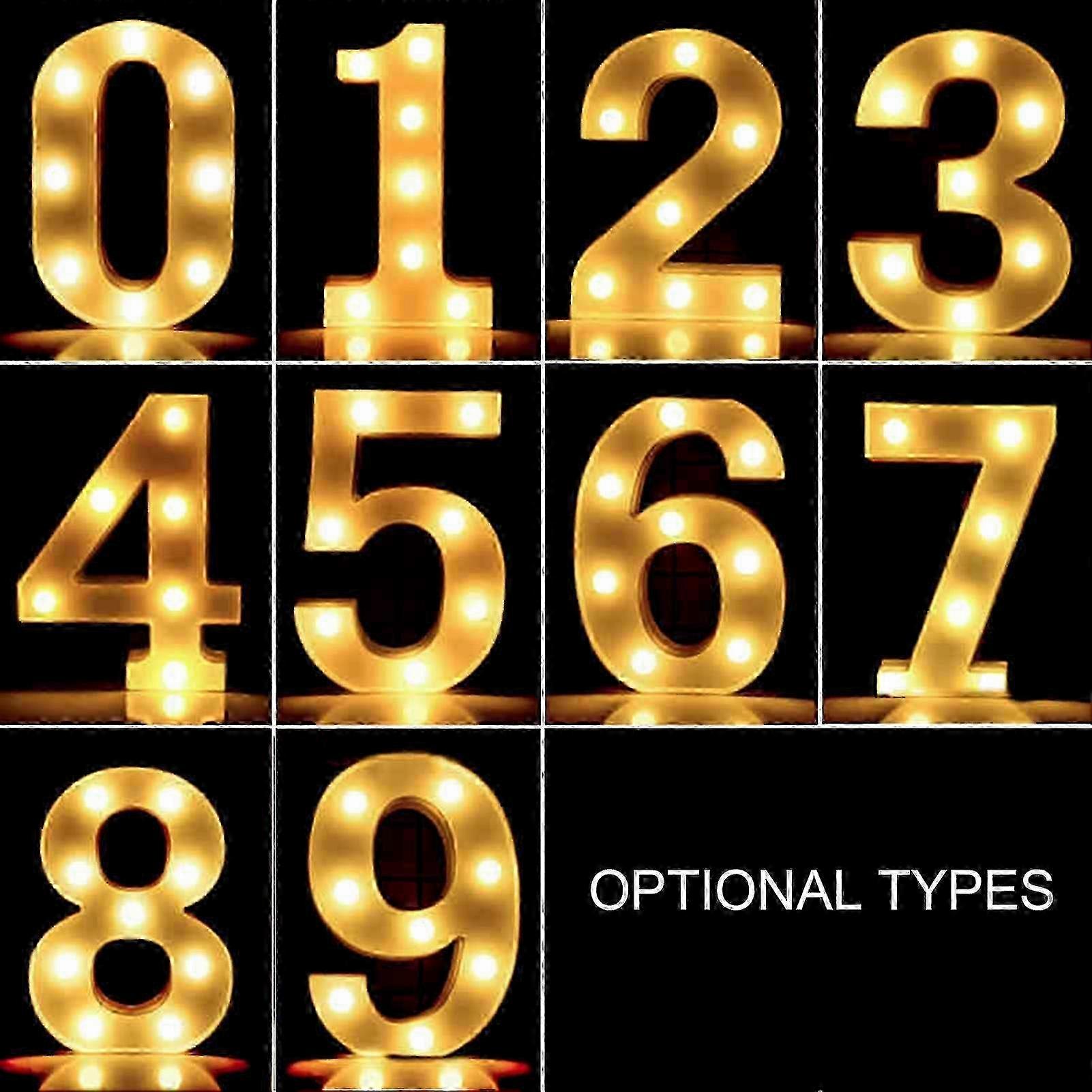 LEDs Numbers Light Standing Sign with Bulbs Night Lamp Warm White Constant Bright Light Effect 2 * AA Cell Operated IP54 Water Resistance for Bir