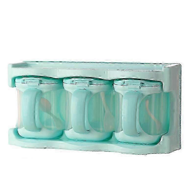 Seasoning Box, Plastic Rack with Dispenser Jars, Kitchen Storage for Sugar, Salt, Pepper