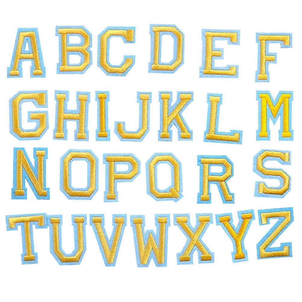 26Pcs Letters Cloth Patch for Decorative Use in Yellow Set
