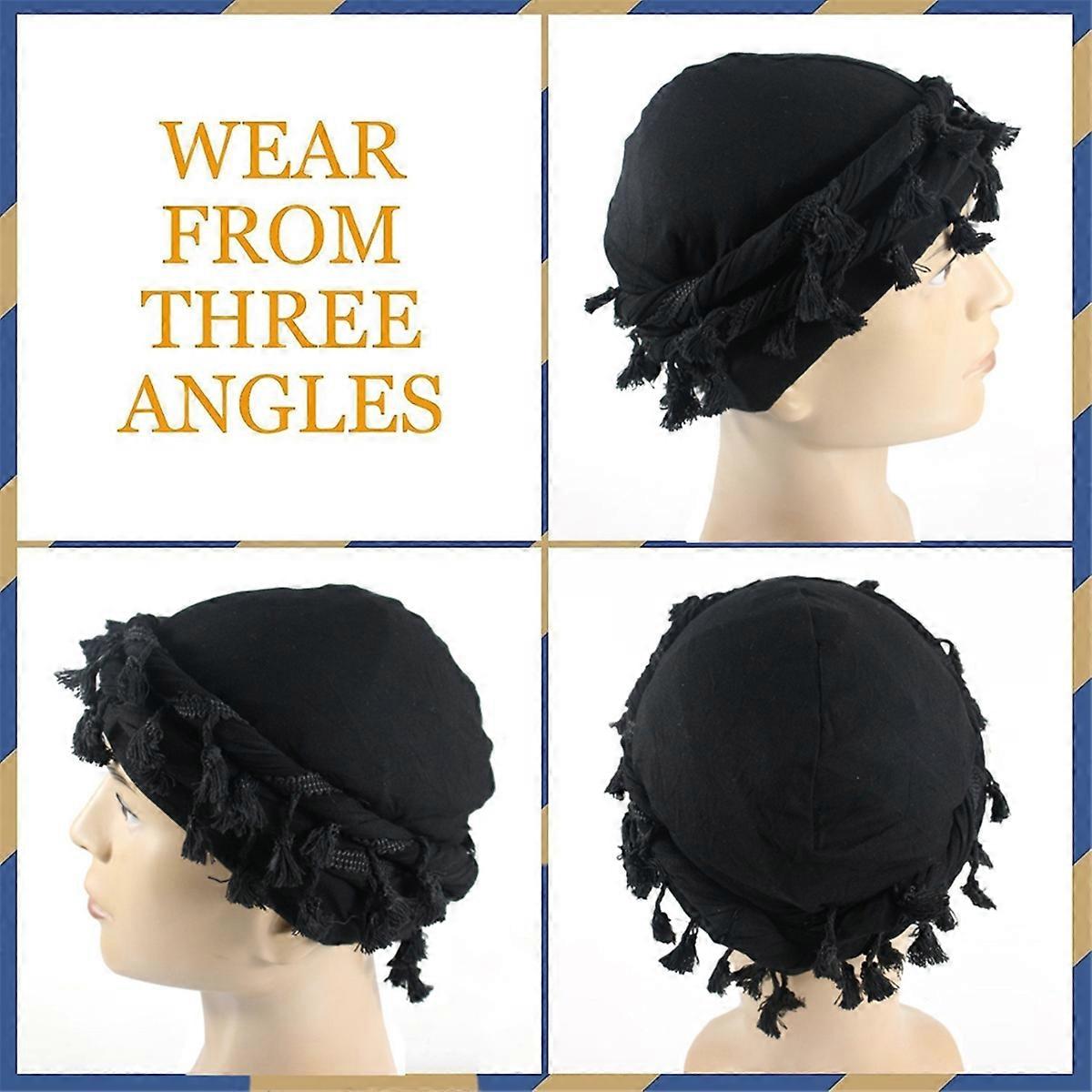 Turban for Men Silk Satin Lined Cap Head Wraps Elastic Pre-Tie B