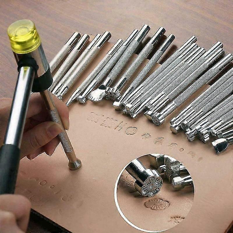 20 Pieces Leather Tools Working Saddle Making Sets Engraving Craft Stamp Punching Diy Tools