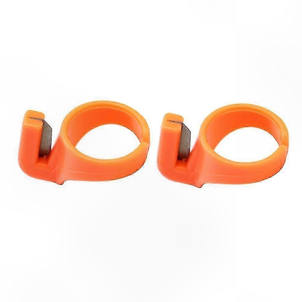 2-Pack ABS Finger Ring Thimble with Thread Cutter for Sewing and DIY Crafting Tools Random Color Selection