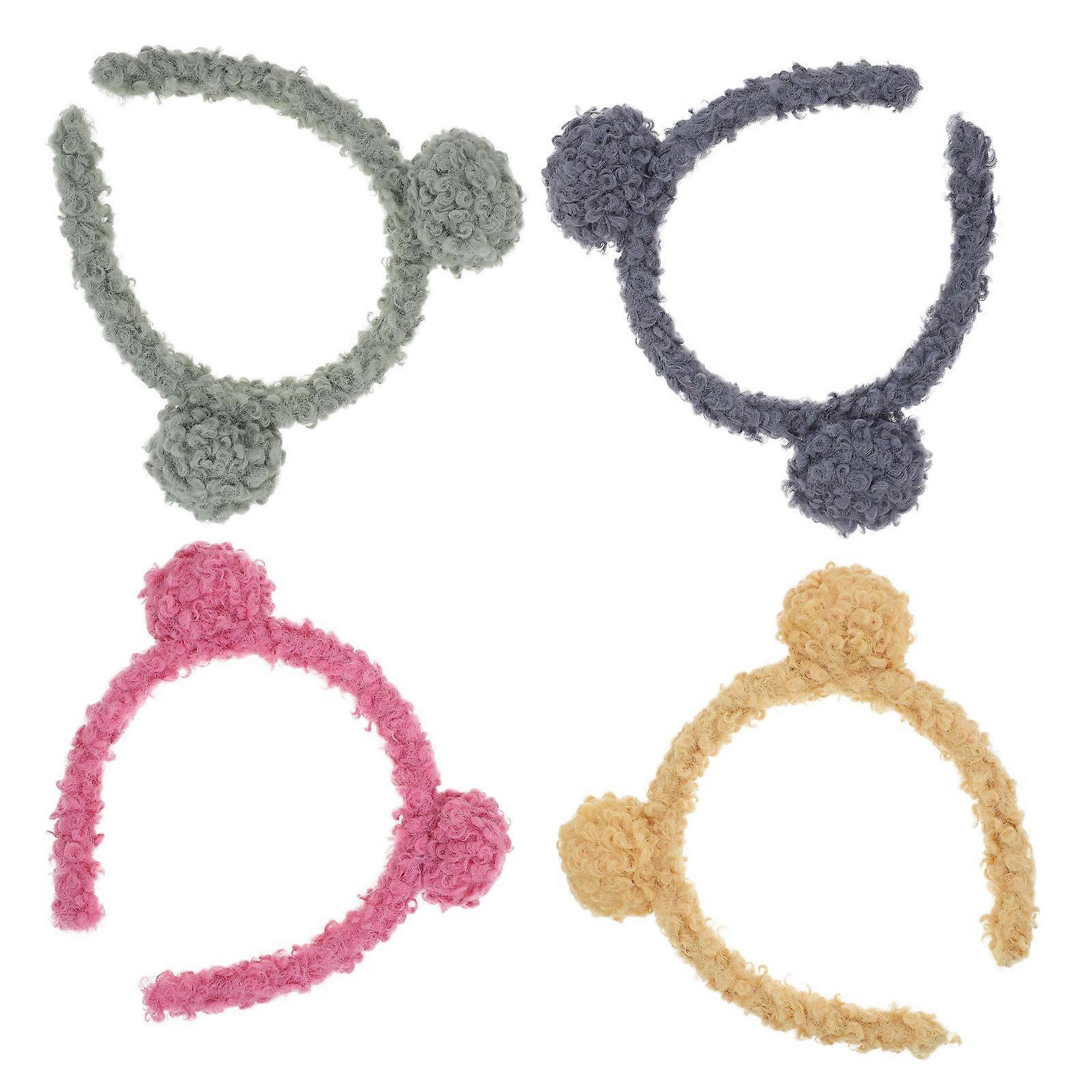 Bear Ear Plush Headband for Hair Fixing 8Pcs with Assorted Colors