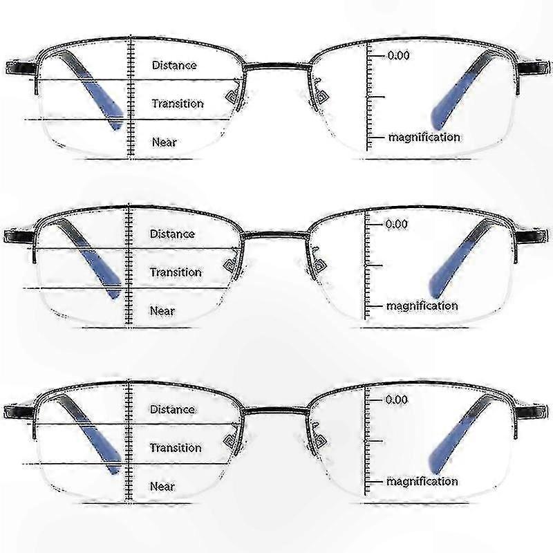 Lunettes de lecture progressives unisexes 3 pièces bloquant la lumière bleue avec verres bifocaux