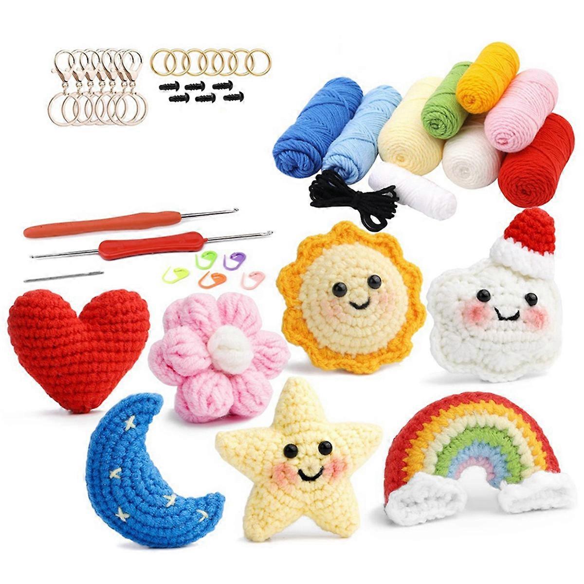 Complete Crochet Kits for Beginners,DIY Sun Stars Moon Crochet Kit