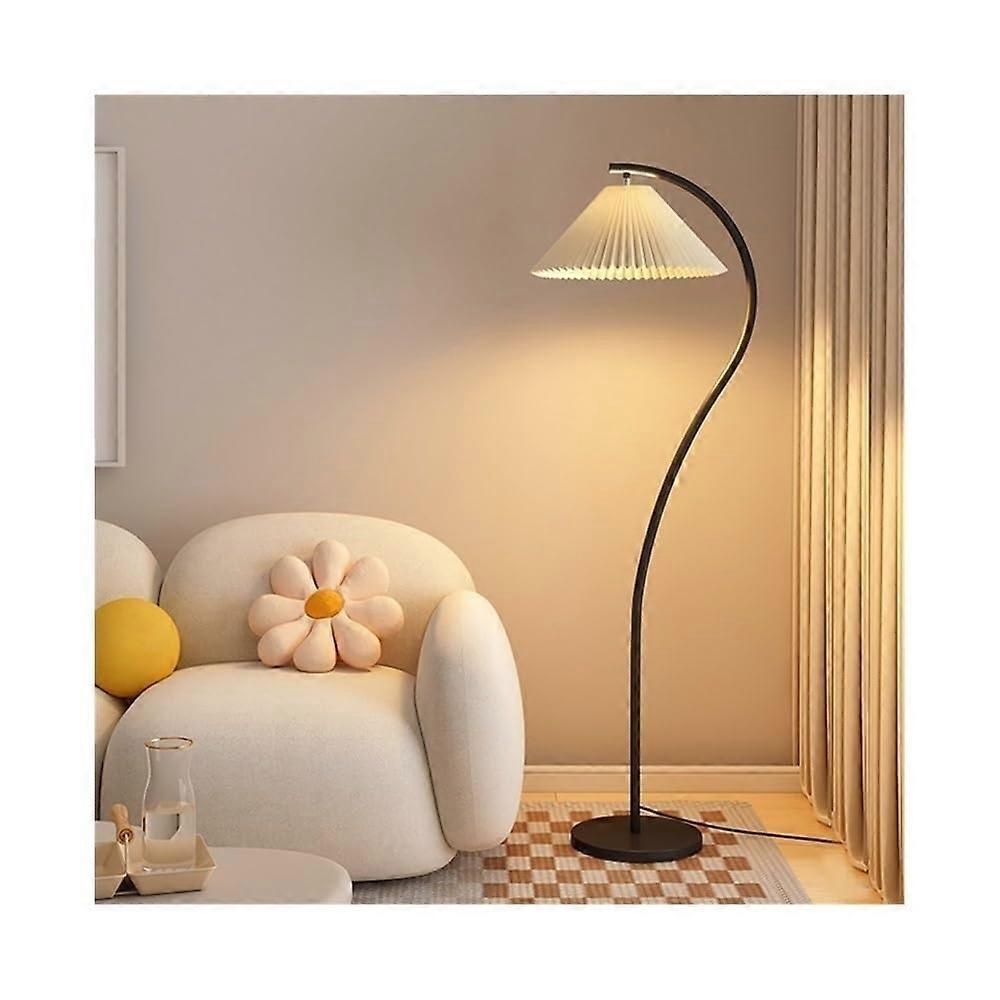Modern Black Pole Living Room Vertical Table Lamp Iron Base Three Color Changing Light With Lampshade Standing Light