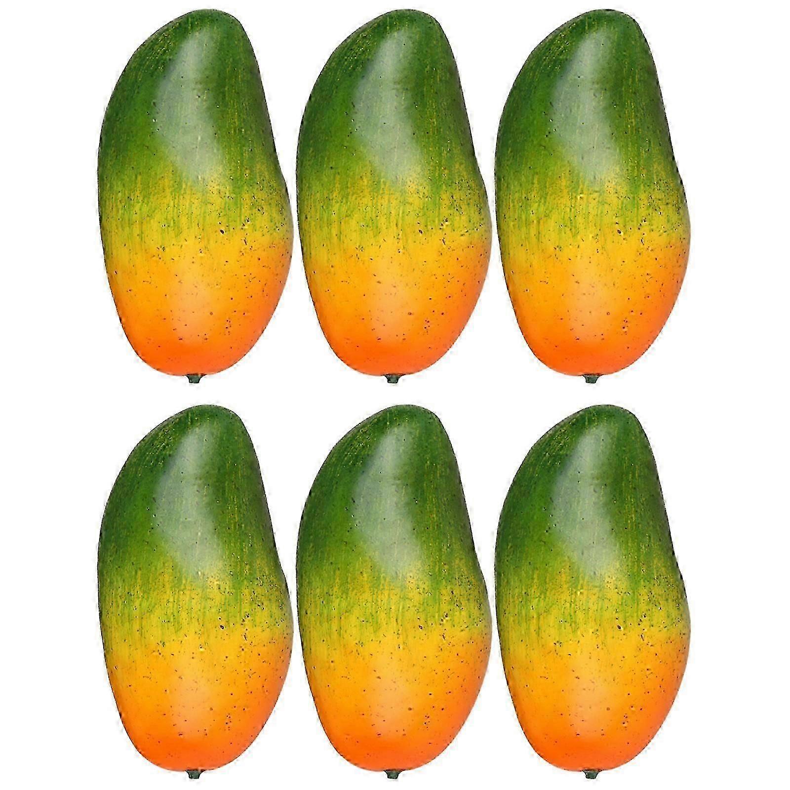6Pcs Mangoes Decors Set Artificial Fruit Realistic Mangos Replicas for Culinary Display and Interior Designs Accent