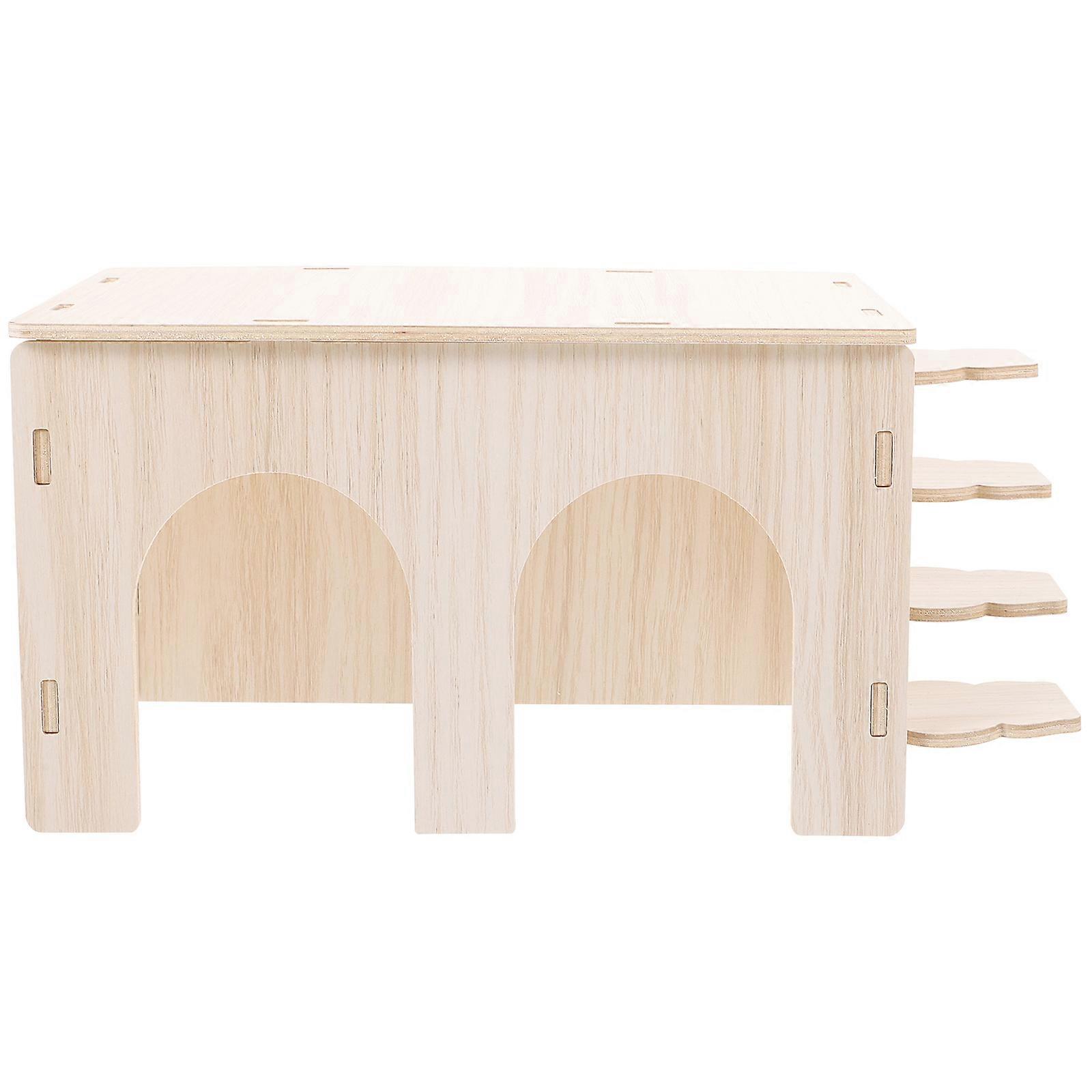 3Pcs Light Yellow House-Shaped Guinea Pig Hideout Habitat Accessories Designed For Small Animals Indoor Use Providing Shelter