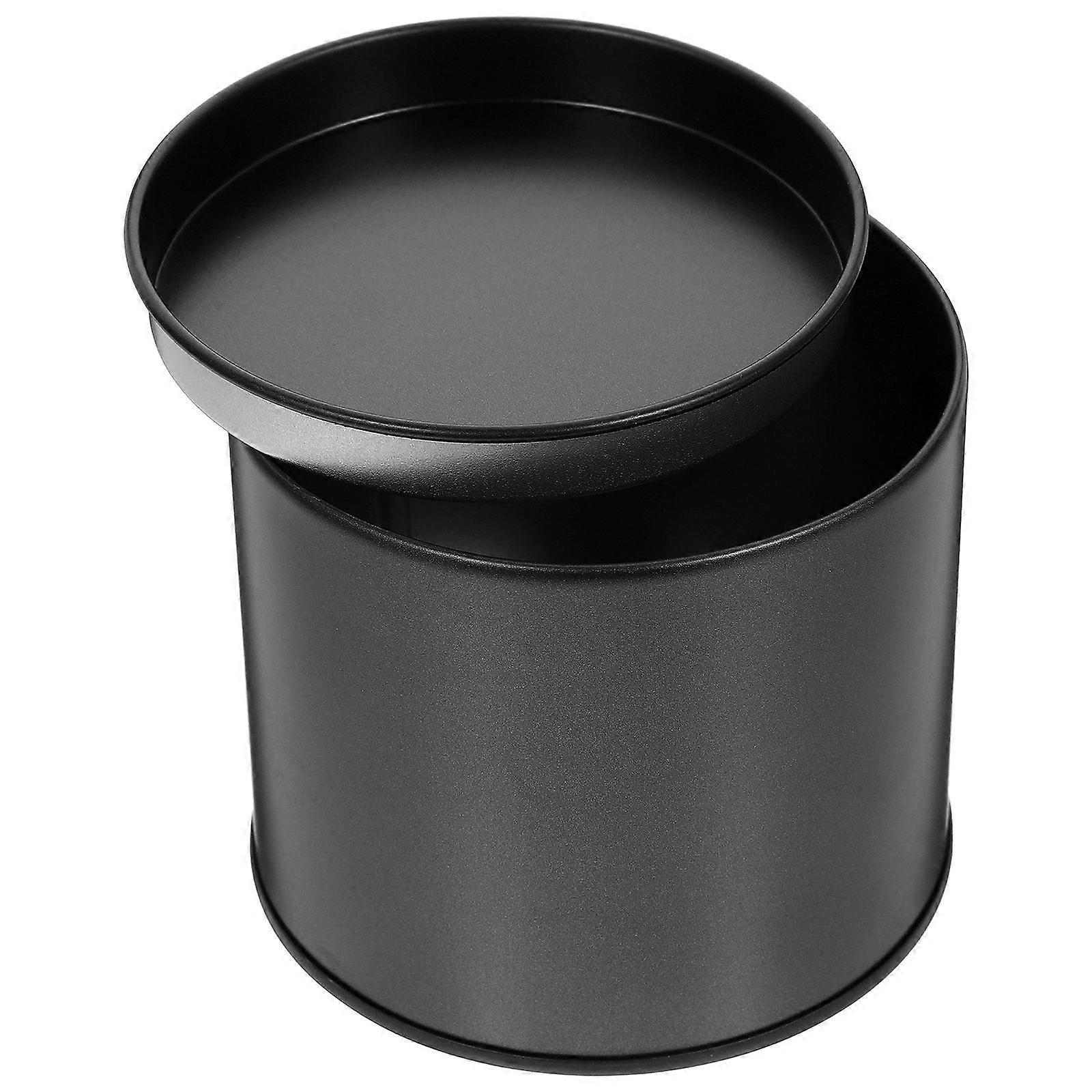 5Pcs Small Tinplate Tea Jar Storage Can With Lid For Home And Kitchen Use In Black Color Designed For Food Preservation