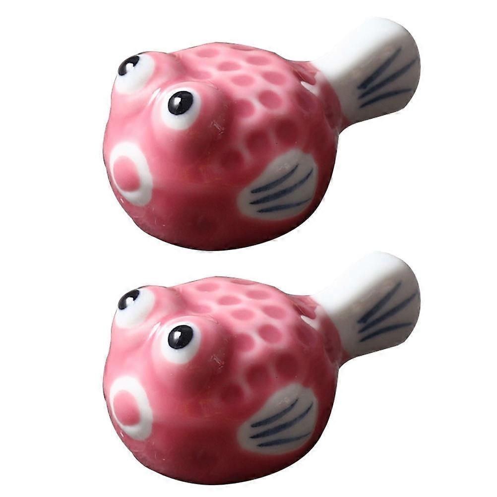 Home Use Pink Ceramic Chopstick Holder Rack 4Pcs Set