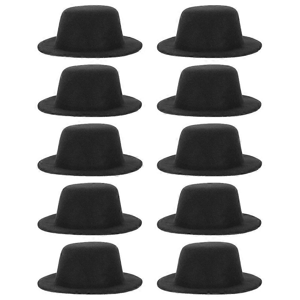 Tiny Decorative Top Hats 40 Pcs Craft Making Hair Accessory for Dolls Black Color Miniature Design