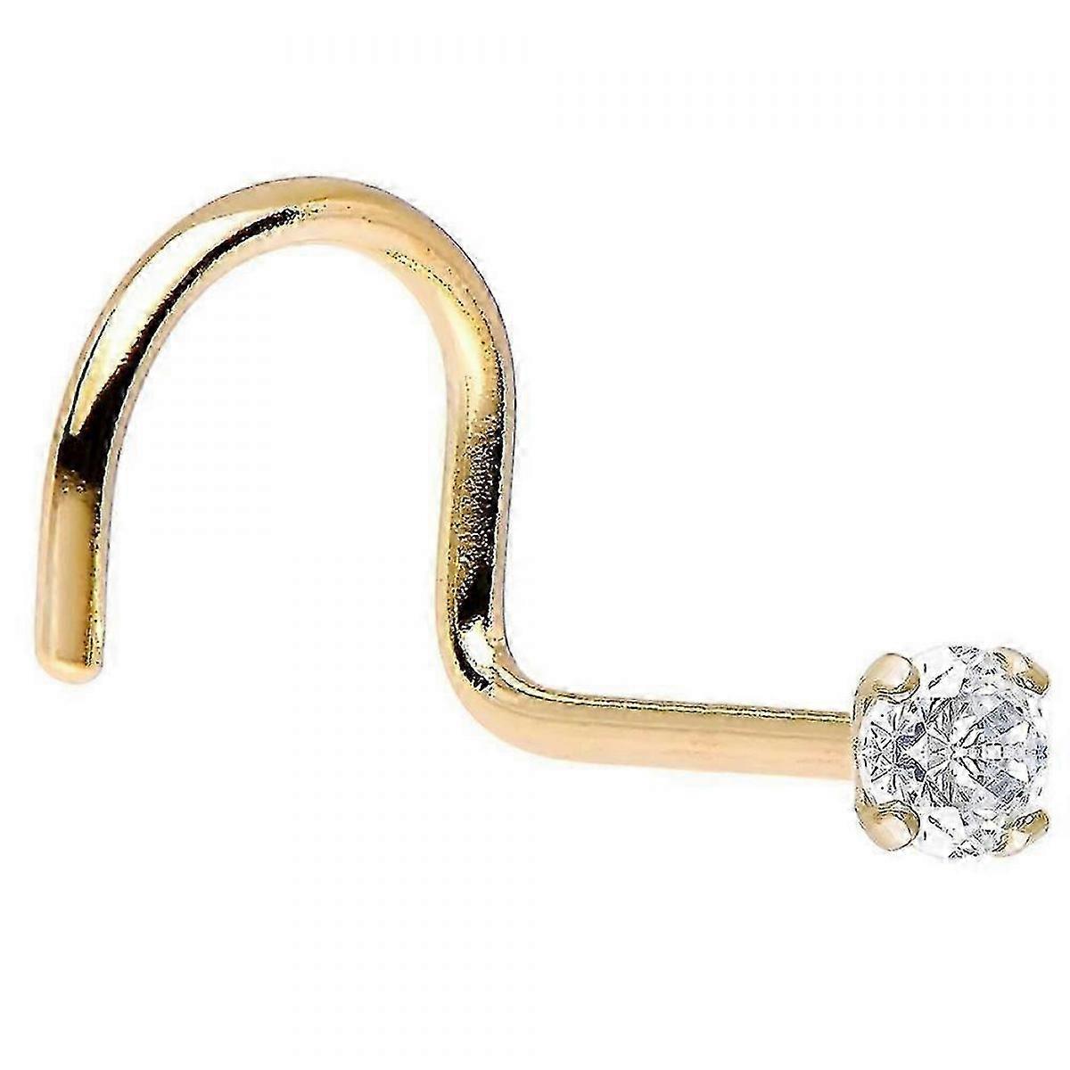 Solid 14K Gold Nose Screw with Genuine Diamond