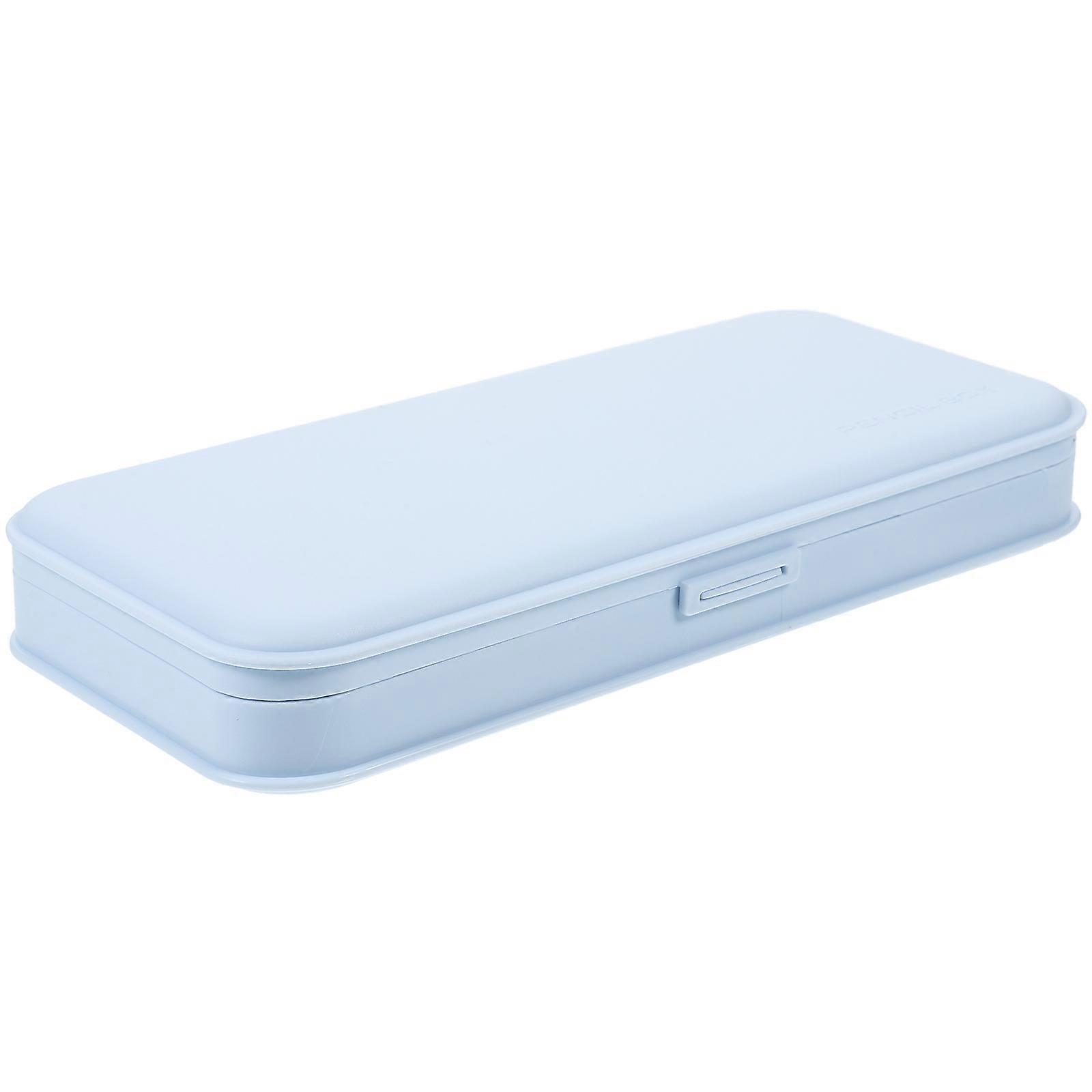 Large Capacity Plastic Pencil Box for Storage 3Pcs Pencil Organizer Sky-Blue