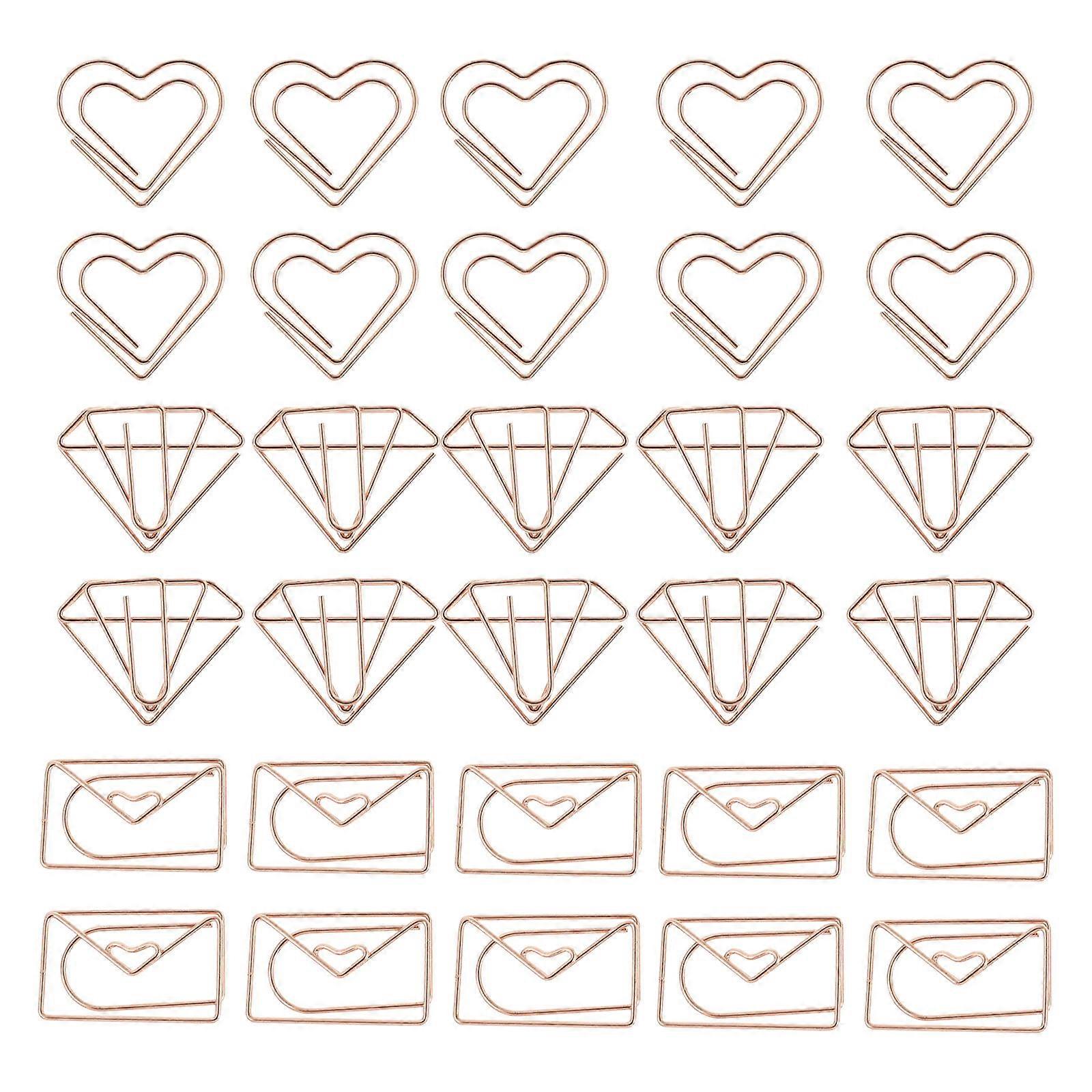 Scrapbook Paper Clips Metal Office School Document Envelope 2.9x1.9cm Heart Shape Document Organization 30Pcs