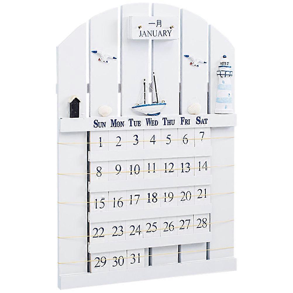 Wall Calendar 2 Pcs Wooden Design for Home Decoration in Mediterranean Style Perfect for Office and Study 43X30CM