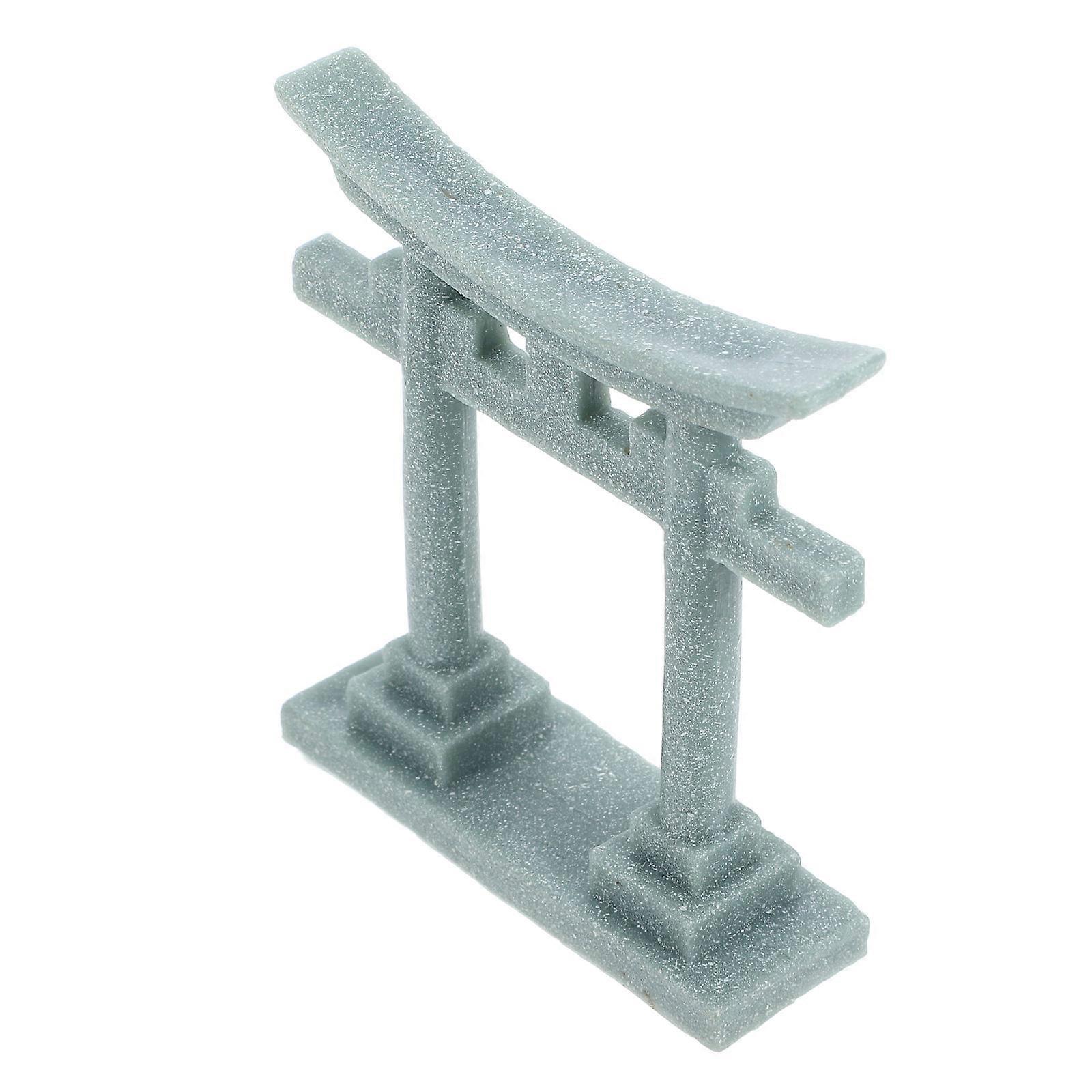 Mini Gate Grey PVC Craft for Decoration 2Pcs Japanese Style