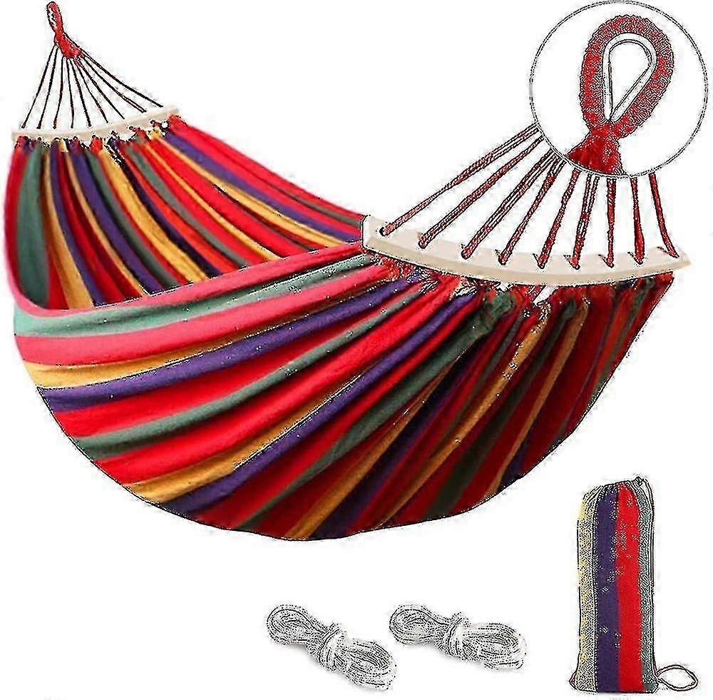 Outdoor Canvas Hammock With Bars, (280*150cm) Portable Hammock 2025