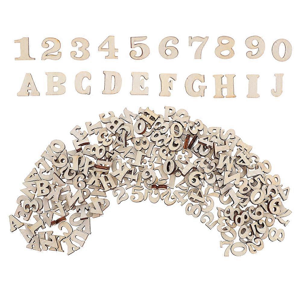 Beige Wooden Letters and Numbers Set for Craft 3Sets Smooth Natural Material