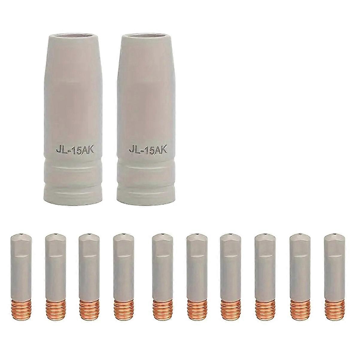 12pcs Nozzle Tip Holder 15AK MIG Nozzle Tip Holder Welding MIG Welding Contact Pin Point Cover Nozzle Kit
