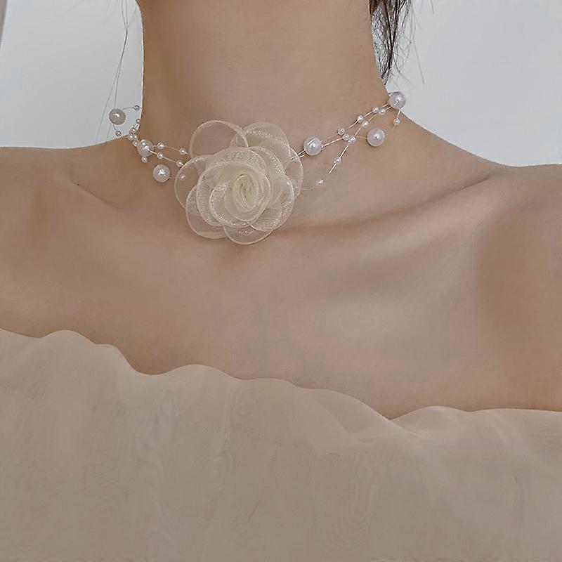 Romantische Perlenkette Halskette Licht Luxus Nischendesign Liebe Schlüsselbeinkette High-End-Temperament Halsband weiblich weiß