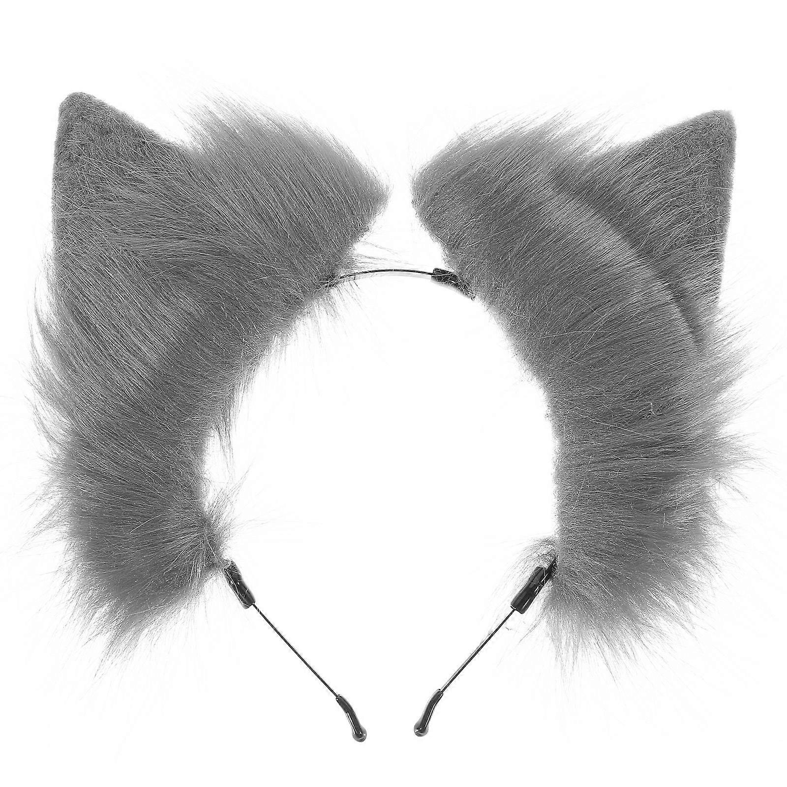 Plush Grey Cat Ears Headpiece For Cosplay Enthusiasts Perfect For Parties And Events Including 3Pcs Set