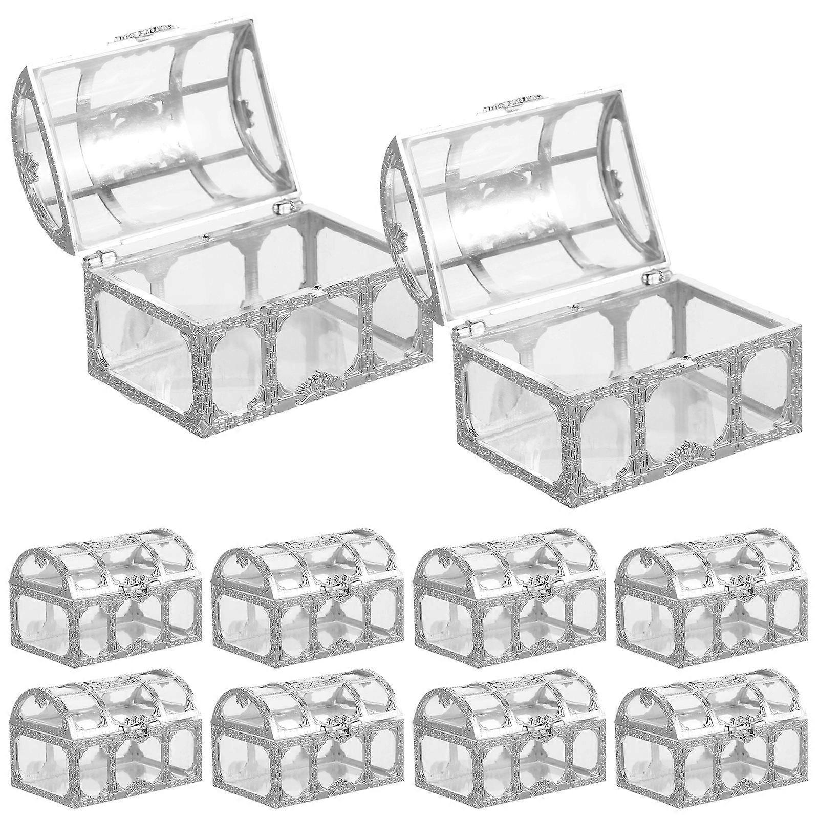 Candy Holder Candy Box Storage Use 10Pcs Silver Treasure Chest Containers