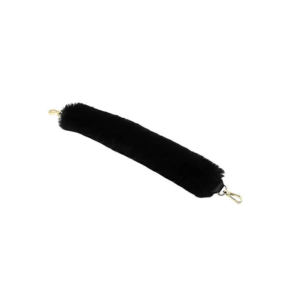 Winter Plush Handbag Handle Replacement Strap for Women 2Pcs Black