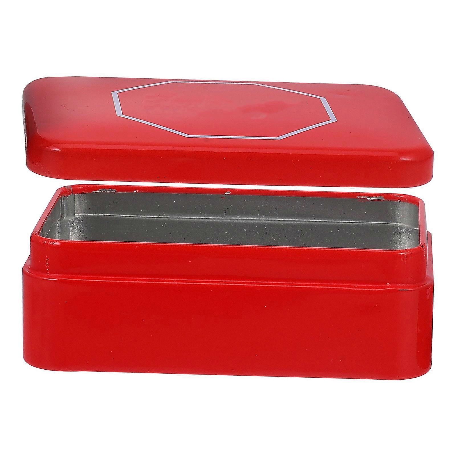 Metal Candy Tinplate Box for Candy Storage 2Pcs Red with Stop Sign Container
