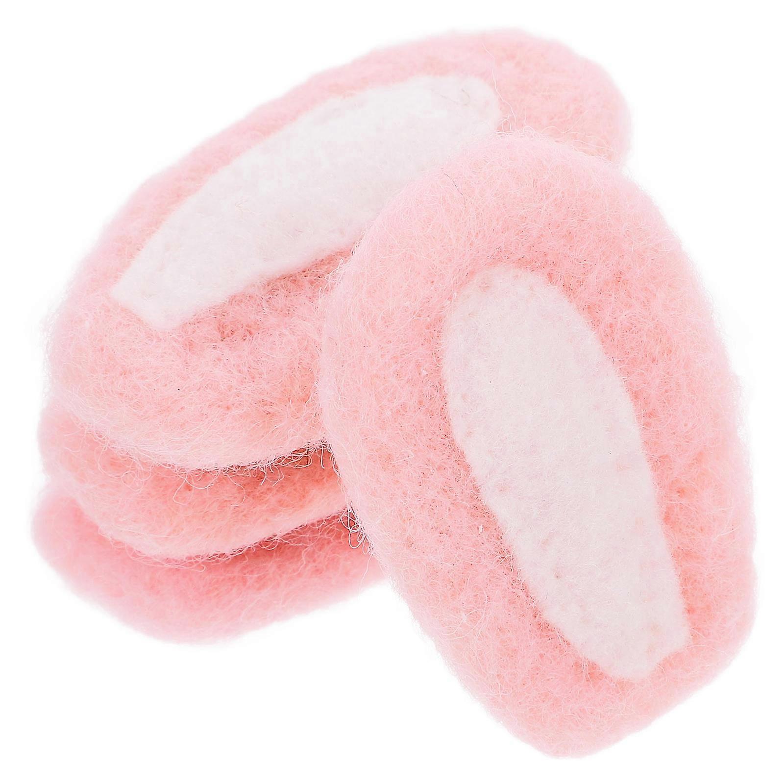 Wool Felt Bunny Ears Accessories for DIY 4Pcs Pink Handmade Craft Materials