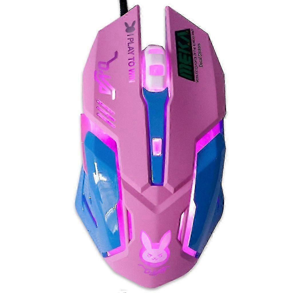 Pink 3200DPI Ergonomic USB Optical Mouse for PC Laptop (Wired)