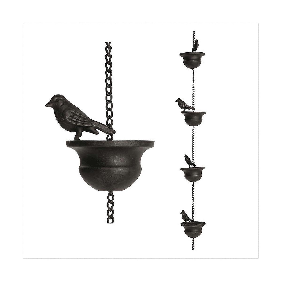Rain Chains for Gutters Mobile Birds on Cups Rain Chimes 7.8Ft Rain Chimes with Attached Hanger and Birds